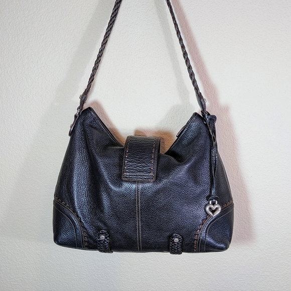 Brighton Black Buckle Shoulder Bag with Braided Strap - Picture 10 of 13